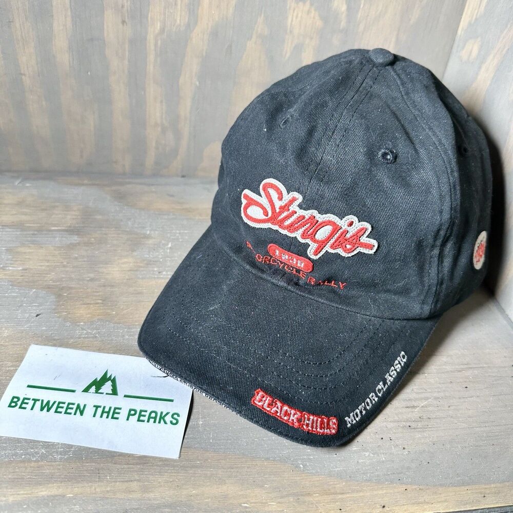 Sturgis Motor Classic Hat Cap Red Black Hills Rally Adjustable Vintage Cotton